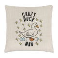 Axyaa Crazy Duck Man Linen Cushion Cover - Fun Animal Pet Design