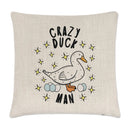 Axyaa Crazy Duck Man Linen Cushion Cover - Fun Animal Pet Design
