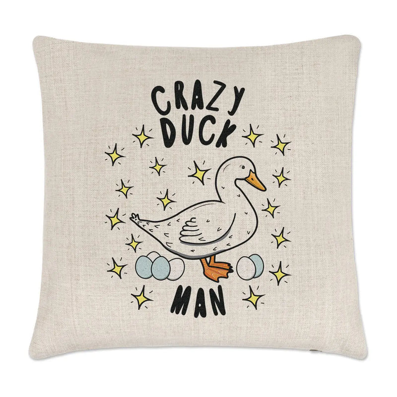 Axyaa Crazy Duck Man Linen Cushion Cover - Fun Animal Pet Design
