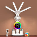 Axyaa Rechargeable Table Lamp with Fan, Clock Display, and LED Reading Light
