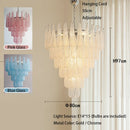 Axyaa Glass Chandeliers Chrome Metal Pendant Lights for Trendy Living Room Decor