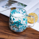 Axyaa Double-Walled Glass Cup with Handle- High Borosilicate Coffee Mug, Floral Design