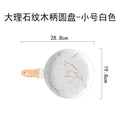 Axyaa Gold Ceramic Pizza Plate with Wooden Handle - Dessert & Pasta Western Food Plate