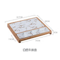 Axyaa Square Ceramic Plate with Gold Pattern for Nordic Restaurant Pizza and Snacks.