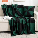 Axyaa Deer Plush Geometric Knitted Jacquard Blanket - Soft & Cozy Office Nap Blanket