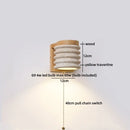 Axyaa LED Pull Chain Wall Light in Yellow Travertine Wood Finish