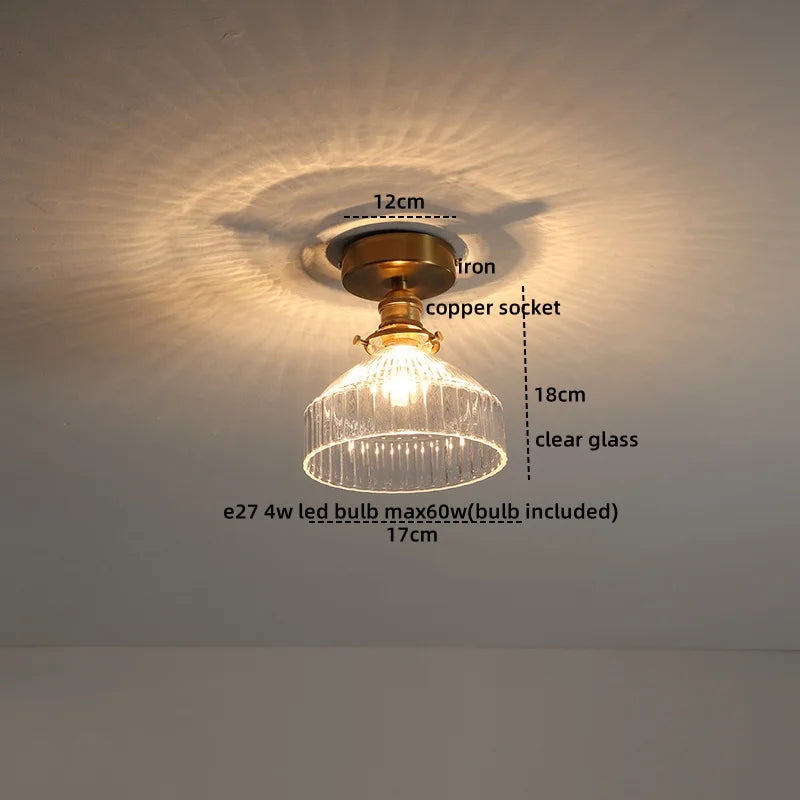 Axyaa Copper Glass LED Ceiling Light for Home Decor - Nordic Style Fixtures