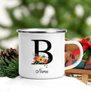 Axyaa Flower Letter Enamel Mug - Personalized Alphabet Camping Tea Coffee Cup