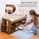 Axyaa Bamboo Shoe Storage Bench with Hidden Drawer and Organizer