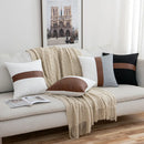 Axyaa PU Leather Patch Cushion Cover Simple Modern Home Decor Smooth Sofa Bed Pillow Cover