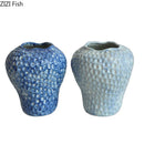 Axyaa Strawberry Blue Porcelain Vase | Table Decoration & Room Floral Vases