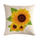 Axyaa Sunflower Pattern Linen Throw Pillow - 45*45cm