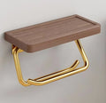 Axyaa Wall-Mounted Black Walnut Bathroom Towel and Toilet Paper Organizer