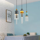 Axyaa Nordic Glass Iron Pendant Lights, Blue Gray Minimalist Bar Table Lamp