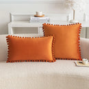Axyaa Green Velvet Pompom Throw Pillow Cover Luxury European Style