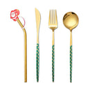 Axyaa Christmas Stainless Steel Cutlery Set Golden Straw Gift Box