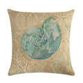 Axyaa Marine Life Linen Pillowcase: Fashion Conch Starfish Shell Sofa Decor Cover