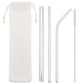 Axyaa Stainless Steel Sharp Metal Drinking Straw Set with Cleaner Brush