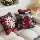 Axyaa Snowflake Jingle Bell Cushion Cover 45x45cm Checkered Christmas Pillow Case