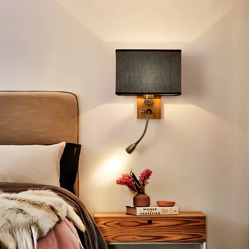 Axyaa Wood Iron LED Wall Lamp for Living Room Bedroom Sconce Nightlight