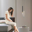 Axyaa Modern Black Pendant Lamps: LED Bedside Lighting, High Ceiling Suspended Light