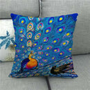 Peacock Linen Pillowcase by Axyaa: Vintage Animal Design for Sofa, Bed or Chair