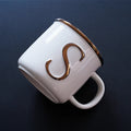 Axyaa Light Luxury Nordic Bone Couple Cup - Gold Relief Ceramic Mug