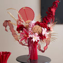 Axyaa Geometric Fold Pattern Ceramic Vase - Red Flower Arrangement and Home Decor Accessory