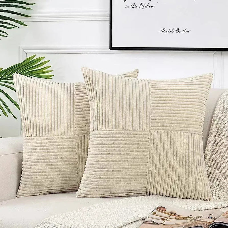 Corduroy Boho Throw Pillow Covers 18x18 Inch for Home Decor - Axyaa