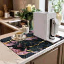 Axyaa Black Marble Kitchen Draining Mat - Absorbent & Anti-slip