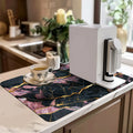 Axyaa Black Marble Kitchen Draining Mat - Absorbent & Anti-slip