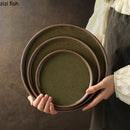 Axyaa Ceramic Plate Round Flat Breakfast Dessert Steak Sashimi Molecular Cuisine Tableware