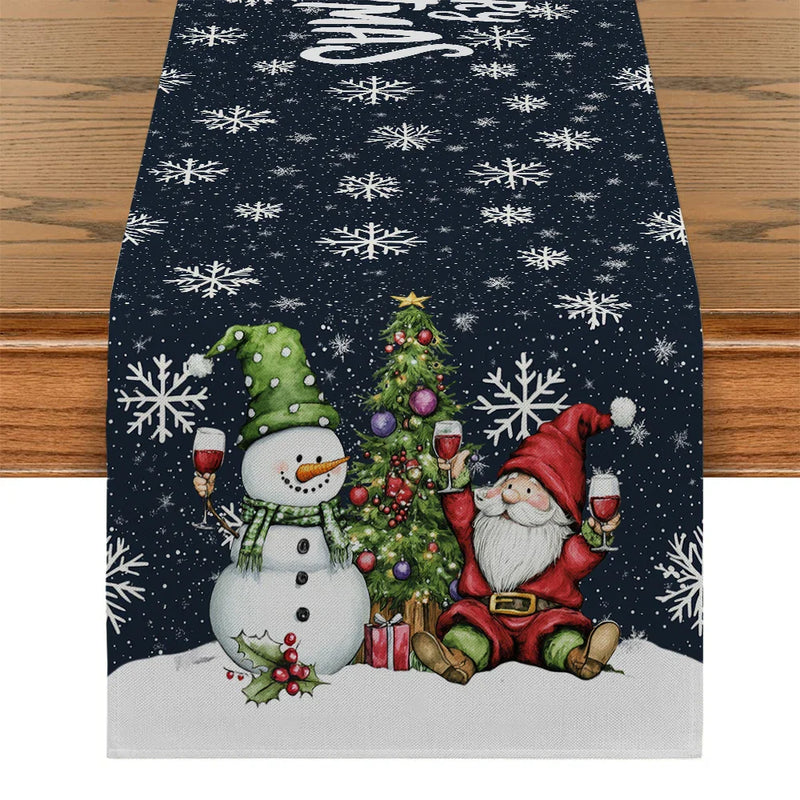 Axyaa Snowman Snowflake Table Runner Home Decor & Party Essential
