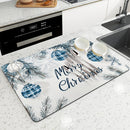 Axyaa Christmas Fir Kitchen Drying Mat - Absorbent Table Cup Placemat