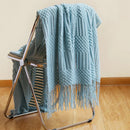 Axyaa Cream White Knitted Tassel Blanket - Nordic Gift for Home and Office