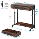 Axyaa Rolling Laptop Desk with Storage Drawers & Wheels - Portable Sofa Side Table