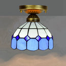 Axyaa European Floral Rose Mosaic Ceiling Light - Antique 8" Flush Mount for Dining Room/Library
