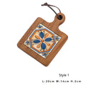 Axyaa Wooden Vintage Tile Pot Mat: Insulation & Heat Resistant Dining Table Mat.