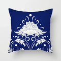 Axyaa Blue Geometric Floral Printed Pillow Case - Soft Cushion Cover