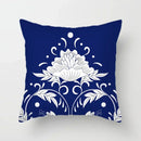 Axyaa Blue Geometric Floral Printed Pillow Case - Soft Cushion Cover