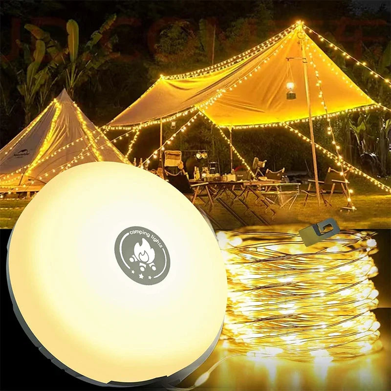 Axyaa 10M Waterproof LED Camping Light Strip for Outdoor Atmosphere Decoration