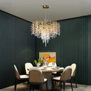 Axyaa Gold Crystal Chandelier - Modern Luxury Hanging Ceiling Lamp for Living Room and Dining Room