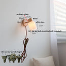 Axyaa LED Wall Light Fixture Wood Canopy White Glass Nordic Modern Plug In Sconce