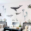 Kids Underwater World Theme Wall Stickers by Axyaa - Whale Dolphin Shell Sea Animals
