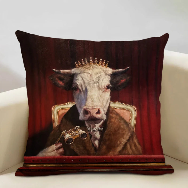 Axyaa Bullfighting Dog Cushion Cover - 45x45cm Linen Pillowcase for Home Decor