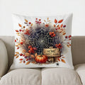 Axyaa Autumn Wreath Pumpkin Berries Pillow Cover