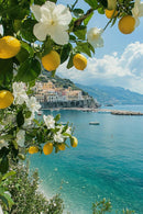 Axyaa Lemon Orange Olive Tree Canvas Poster: Mediterranean Greek Landscape Wall Art for Modern Home