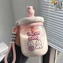 Axyaa Kawaii Jumbo Boba Water Bottle With Straw - Large Capacity Cute Stirring Cup