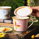 Axyaa Ceramic Butterfly Coffee Cup with Lid | Exquisite Afternoon Tea Floral Mug