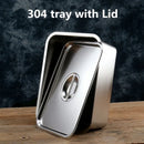 Axya Stainless Steel Buffet Plate with Covered Dish, Grilled Plate, and Storage Tray